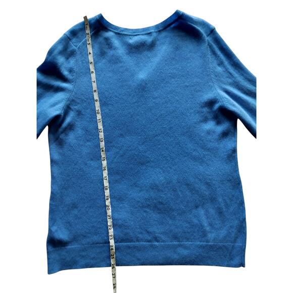 Tahari Women's Blue 100% 2-PLY Cashmere V-Neck Long Sleeve Sweater Size XL - Picture 8 of 11